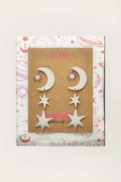 My Jewellery Boucles D'oreilles Starry Avec Lune Et étoiles Hot