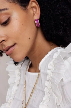 My Jewellery Boucles D'oreilles Sunrocks Violettes Peintes à La Main Best