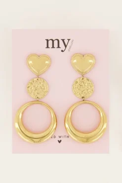 My Jewellery Boucles D’oreilles Tendance Double Ronds Et Cœur Clearance