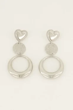 My Jewellery Boucles D’oreilles Tendance Double Ronds Et Cœur Clearance