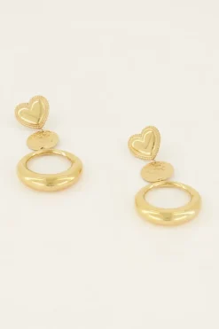 My Jewellery Boucles D’oreilles Tendance Double Ronds Et Cœur Clearance