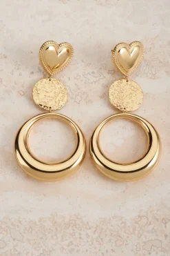 My Jewellery Boucles D’oreilles Tendance Double Ronds Et Cœur Clearance