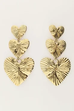 My Jewellery Boucles D'oreilles Trois Cœurs Martelés New