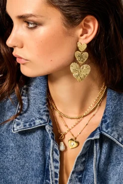 My Jewellery Boucles D'oreilles Trois Cœurs Martelés New