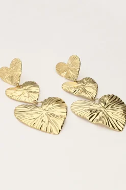 My Jewellery Boucles D'oreilles Trois Cœurs Martelés New