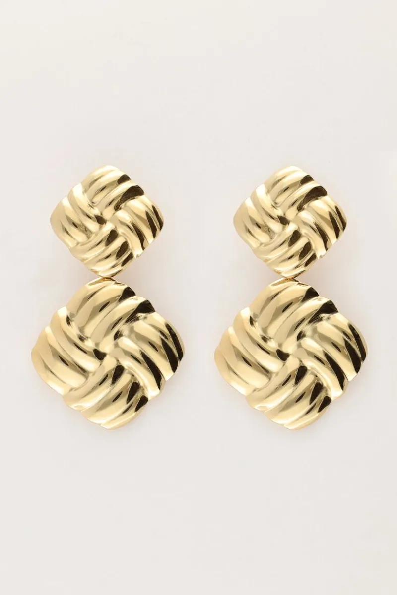 My Jewellery Boucles D'oreilles Vintage Carré Tressé New