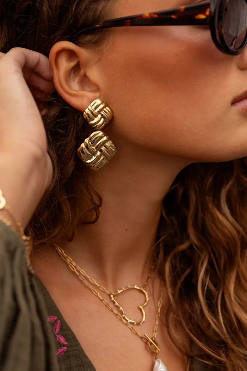 My Jewellery Boucles D'oreilles Vintage Carré Tressé New