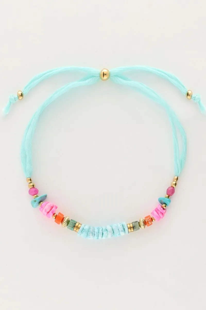 My Jewellery Bracelet Art En Cordon Bleu Avec Perles Outlet