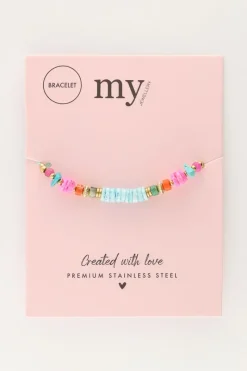 My Jewellery Bracelet Art En Cordon Bleu Avec Perles Outlet