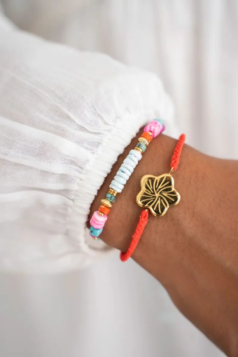My Jewellery Bracelet Art En Cordon Bleu Avec Perles Outlet