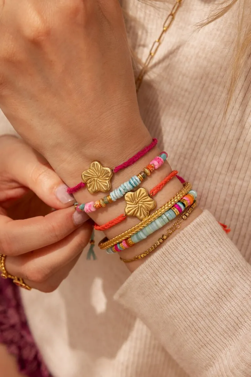 My Jewellery Bracelet Art En Cordon Rose Avec Fleur Online