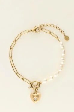 My Jewellery Bracelet Chaîne à Perles Et Pendentif Coeur Best