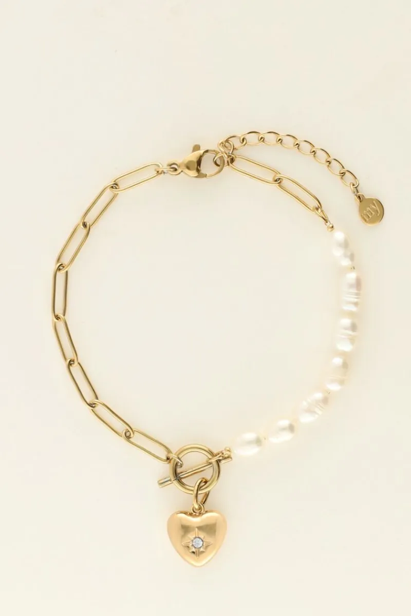My Jewellery Bracelet Chaîne à Perles Et Pendentif Coeur Best