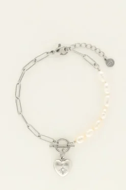 My Jewellery Bracelet Chaîne à Perles Et Pendentif Coeur Best
