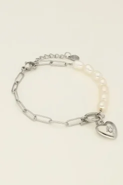 My Jewellery Bracelet Chaîne à Perles Et Pendentif Coeur Best