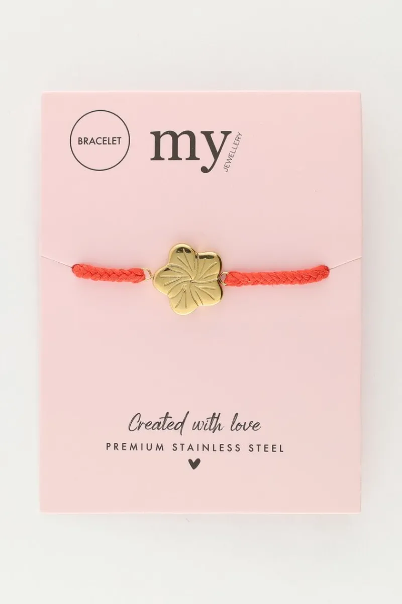My Jewellery Bracelet Cordon Art Orange Avec Fleur Clearance