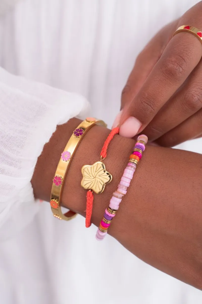 My Jewellery Bracelet Cordon Art Orange Avec Fleur Clearance