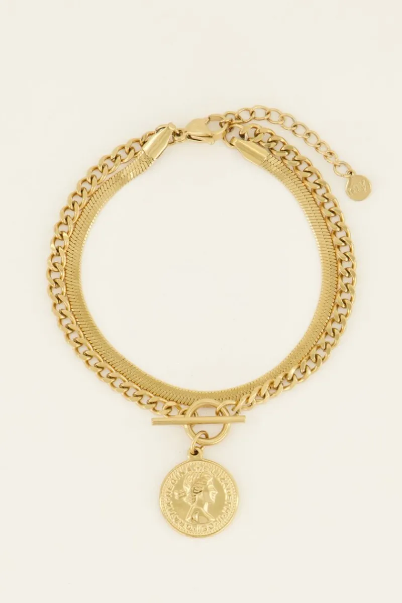 My Jewellery Bracelet Deux Chaînes à Médaillon Discount