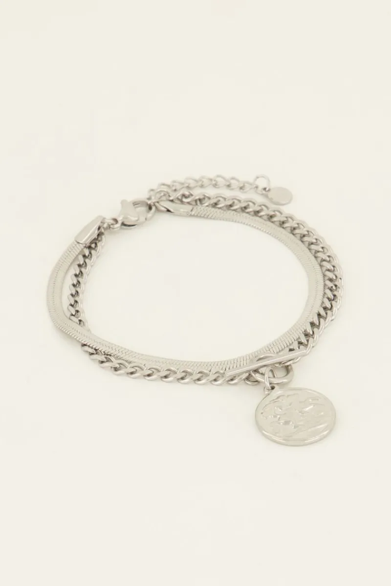 My Jewellery Bracelet Deux Chaînes à Médaillon Discount