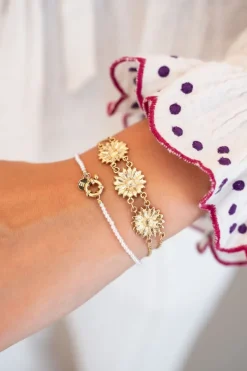My Jewellery Bracelet Double Avec Trois Fleurs Discount