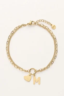 My Jewellery Bracelet Double Initial Avec Cœur Hot