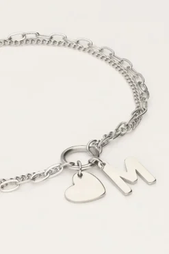 My Jewellery Bracelet Double Initial Avec Cœur Hot