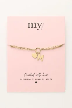 My Jewellery Bracelet Double Initial Avec Cœur Hot