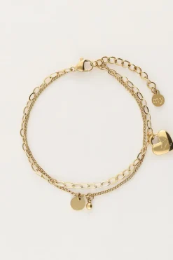 My Jewellery Bracelet Double Minimaliste Avec Charms Cœur Best