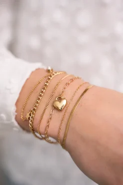 My Jewellery Bracelet Double Minimaliste Avec Charms Cœur Best