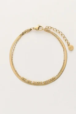 My Jewellery Bracelet Double Minimaliste Avec Carrés New
