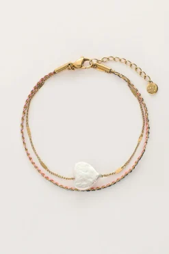 My Jewellery Bracelet Double Minimaliste Avec Cœur En Perles Discount