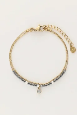 My Jewellery Bracelet Double Minimaliste Avec Perles Et Strass Sale
