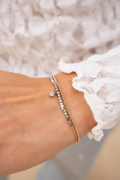My Jewellery Bracelet Double Minimaliste Avec Perles Et Strass Sale