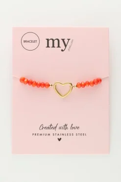 My Jewellery Bracelet En Perles Orange Avec Cœur Outlet