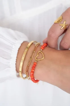 My Jewellery Bracelet En Perles Orange Avec Cœur Outlet