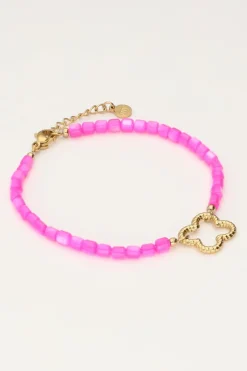 My Jewellery Bracelet En Perles Roses Avec Trèfle Online