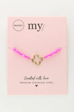 My Jewellery Bracelet En Perles Roses Avec Trèfle Online