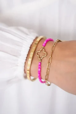 My Jewellery Bracelet En Perles Roses Avec Trèfle Online