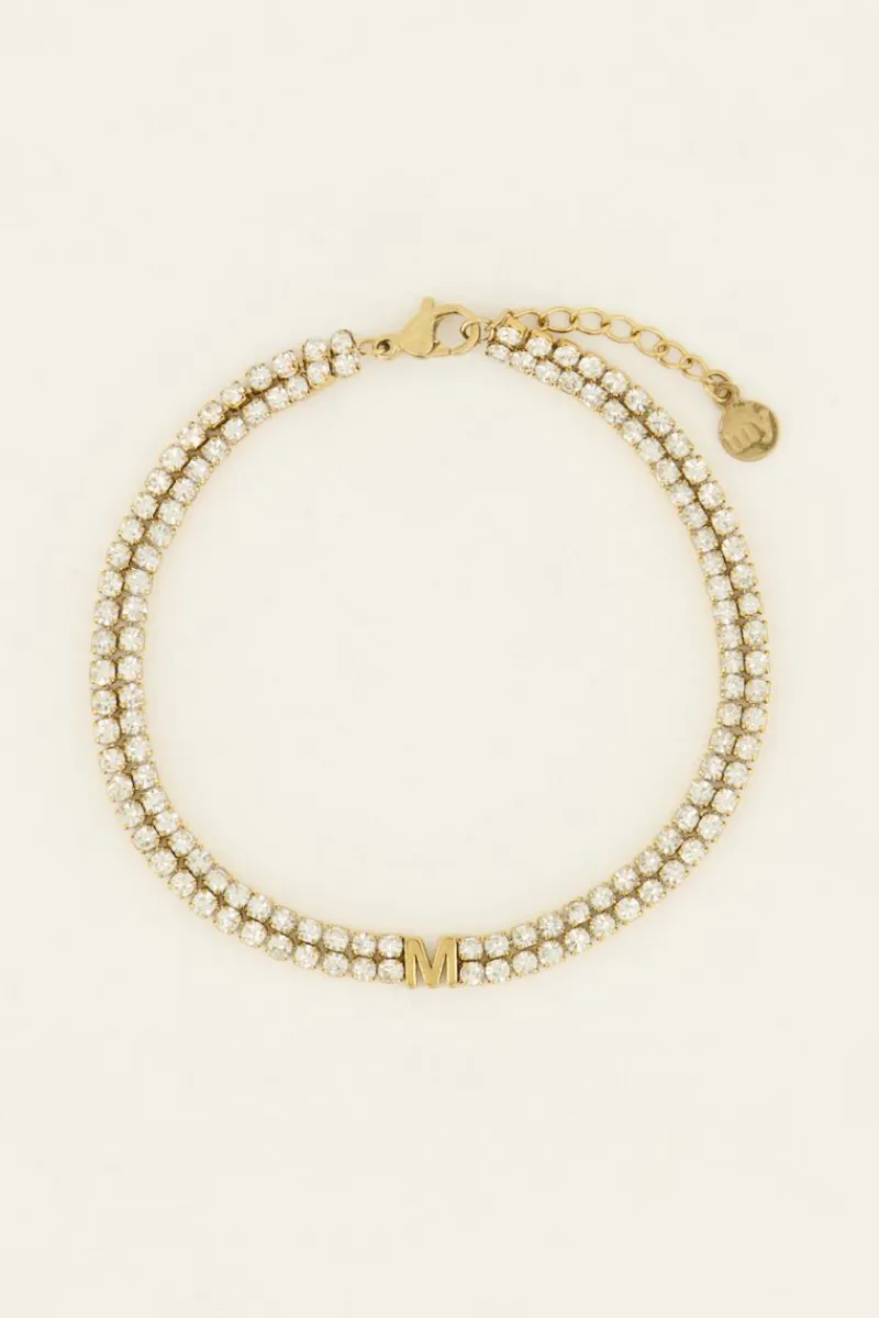 My Jewellery Bracelet En Strass Double Avec Initiale New