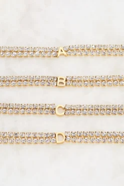 My Jewellery Bracelet En Strass Double Avec Initiale New