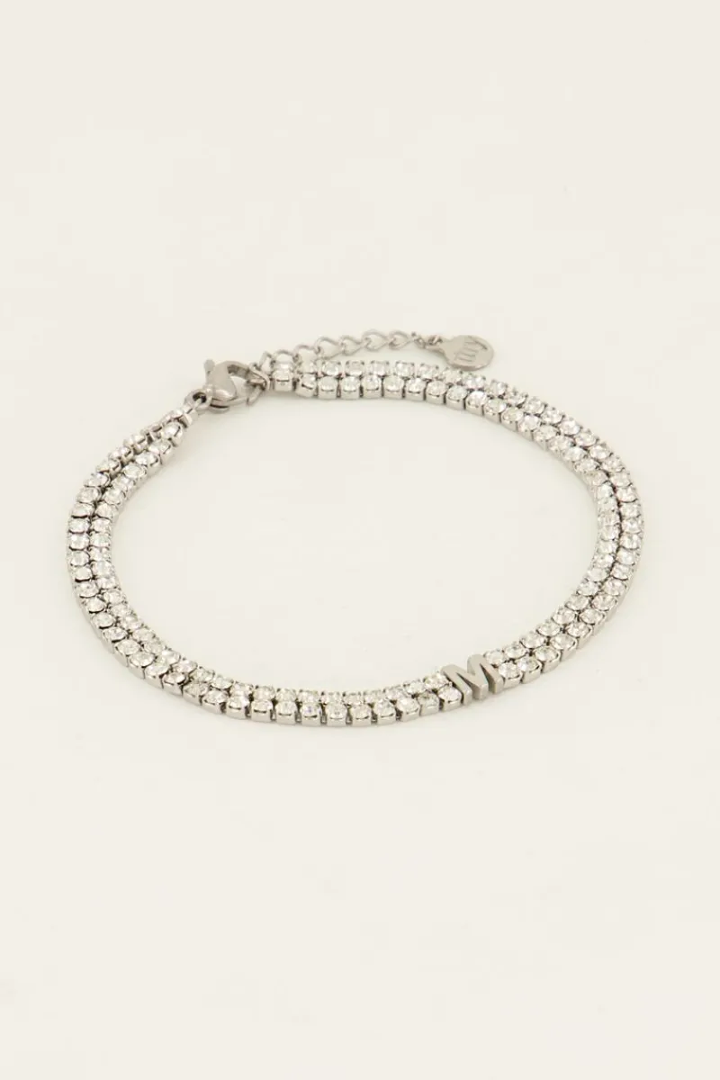My Jewellery Bracelet En Strass Double Avec Initiale New