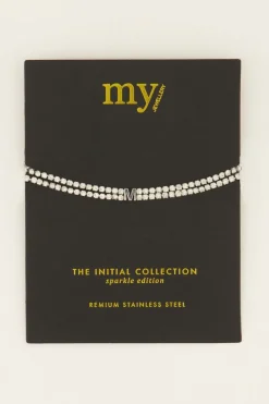 My Jewellery Bracelet En Strass Double Avec Initiale New