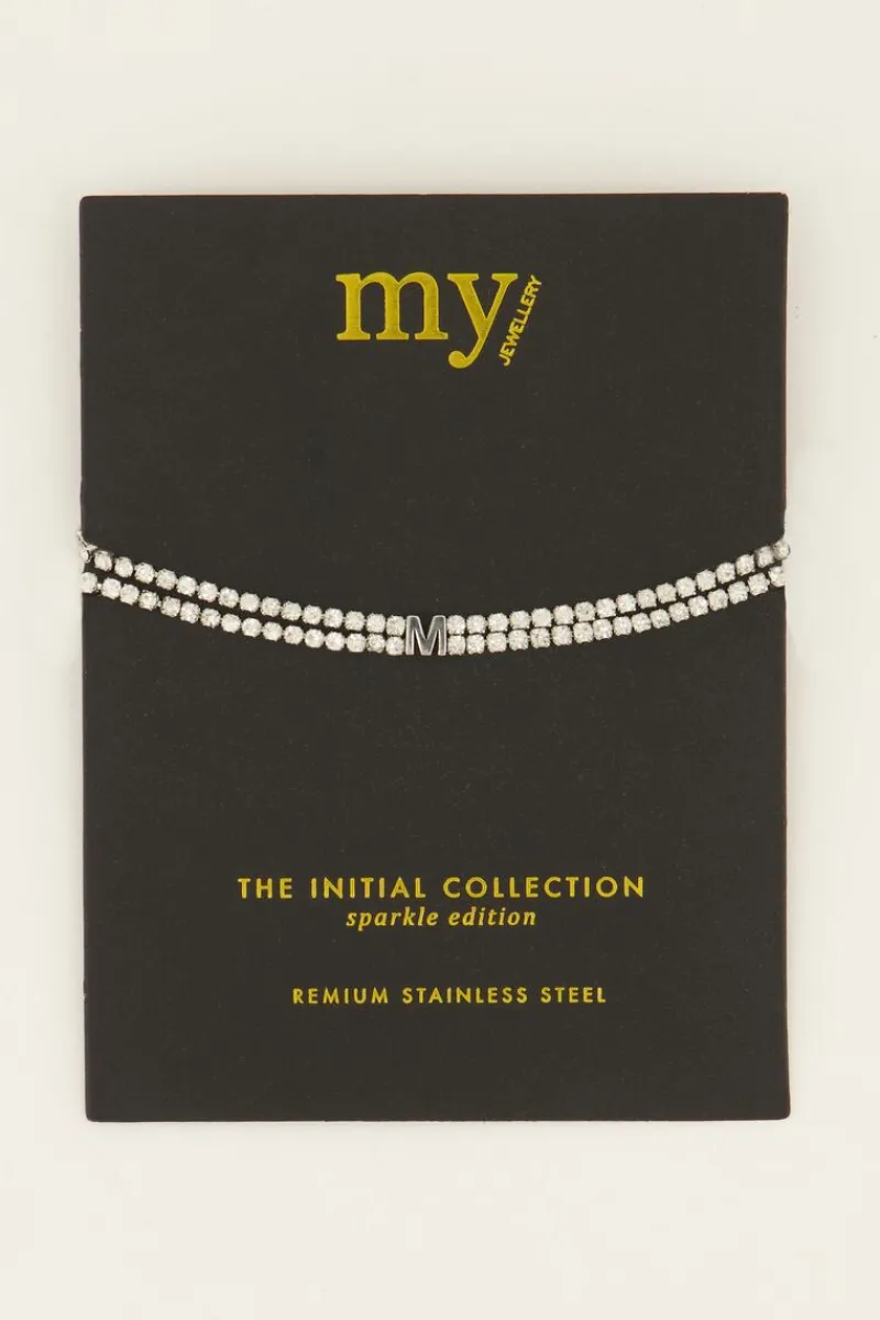 My Jewellery Bracelet En Strass Double Avec Initiale New