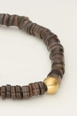 My Jewellery Bracelet Equal Avec Des Perles Plates Noires Clearance