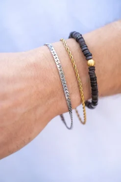 My Jewellery Bracelet Equal Avec Des Perles Plates Noires Clearance
