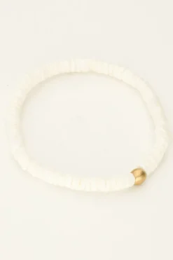 My Jewellery Bracelet Equal Avec Perles Plates Blanches Hot