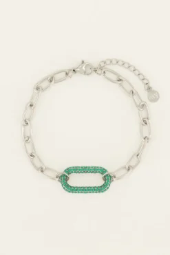 My Jewellery Bracelet Maille à Pendentif En Strass Vert Sale