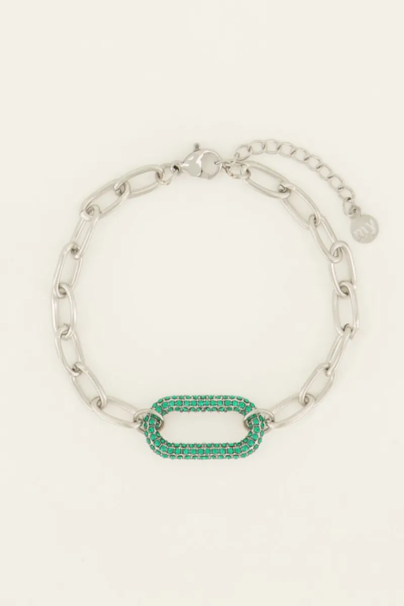 My Jewellery Bracelet Maille à Pendentif En Strass Vert Sale