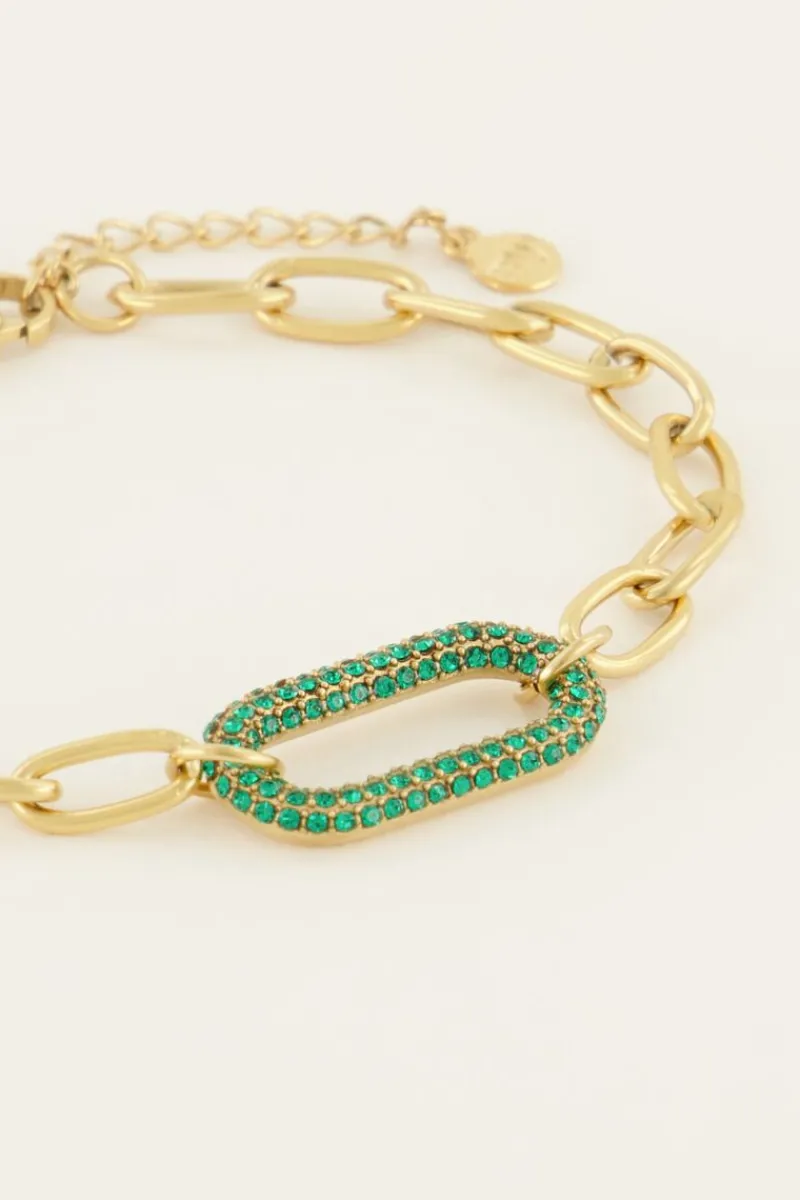 My Jewellery Bracelet Maille à Pendentif En Strass Vert Sale