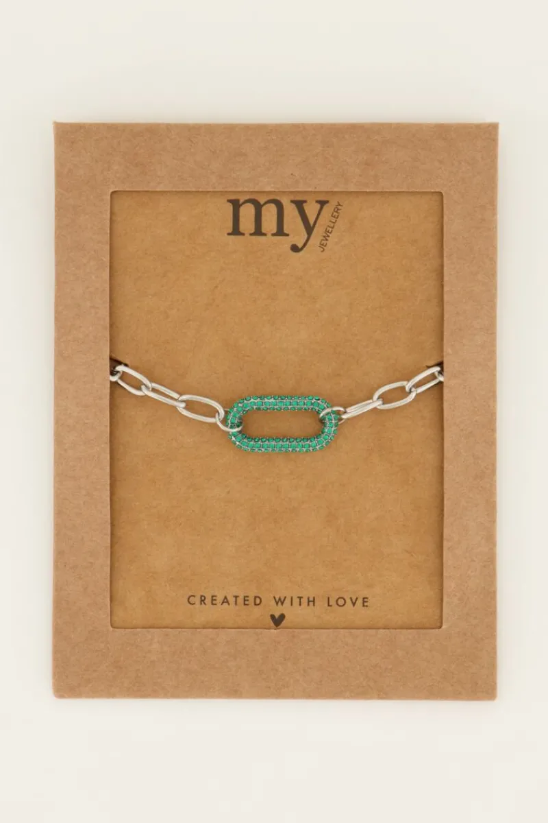 My Jewellery Bracelet Maille à Pendentif En Strass Vert Sale